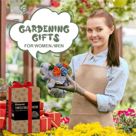 Turtle Birthday Gifts for Mom: Solar Garden Statues with 7 Led Lights - Picture 4 of 7